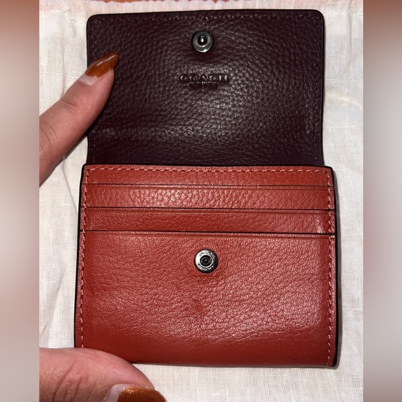 Coach Men's Coin Natural Wallet F24652 Terracotta Leather Wristlet - Picture 2 of 5